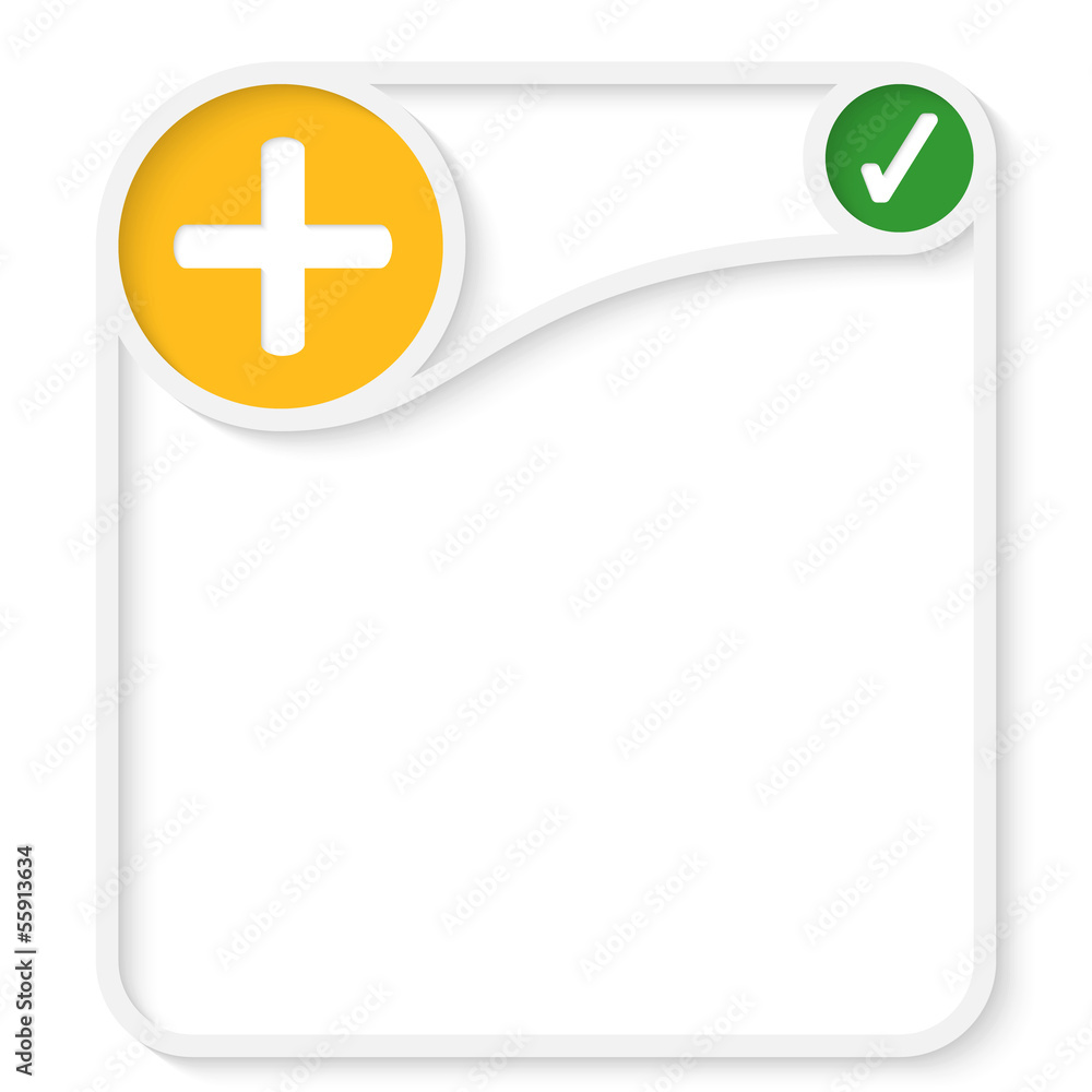 Obraz premium gray abstract vector frame for text with plus sign and green che