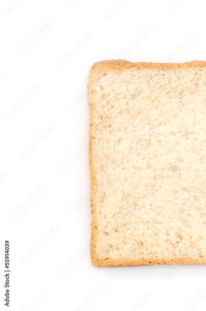 Sliced white bread on white background .