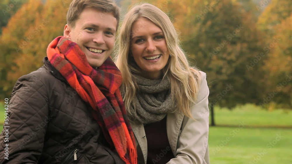 Caucasian Couple Enjoying Autumn Day Caucasian Couple Enjoying Autumn Day