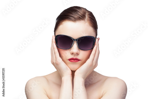 Glamorous model wearing stylish sunglasses