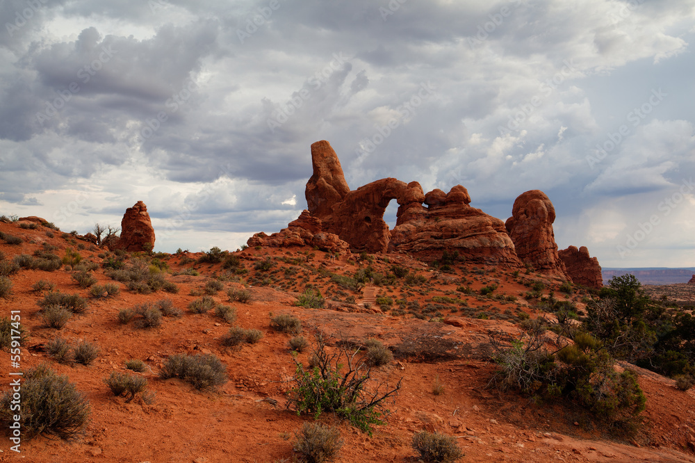 Beautiful rock formations in Arches National Park, Utah, USA