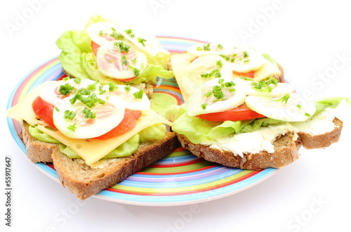 Closeup of sandwich with cheese and vegetables