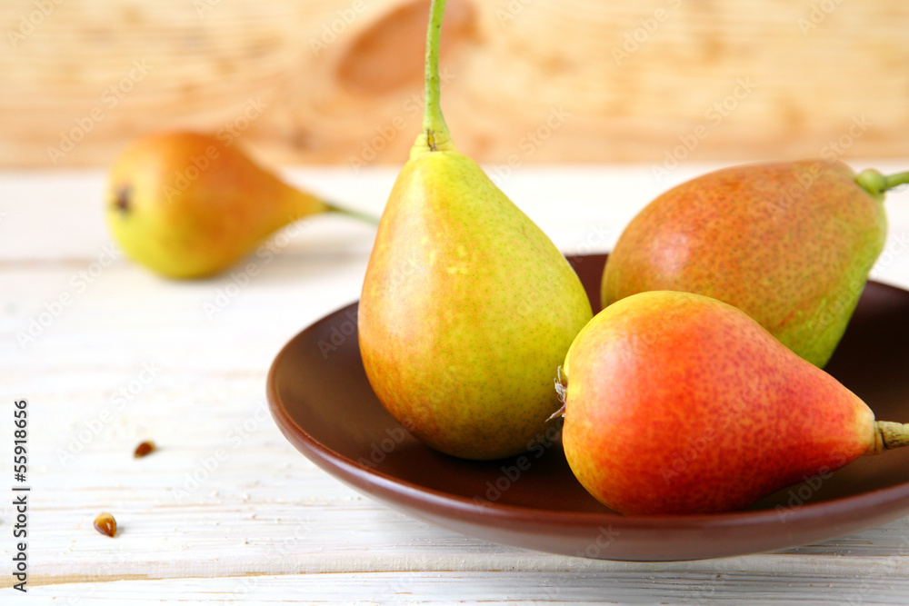 fresh and juicy fruit on the table, pear fresh and juicy fruit on the table, pear