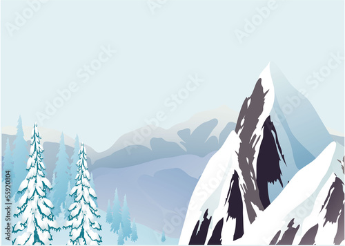 Alpine landscape. Vector.