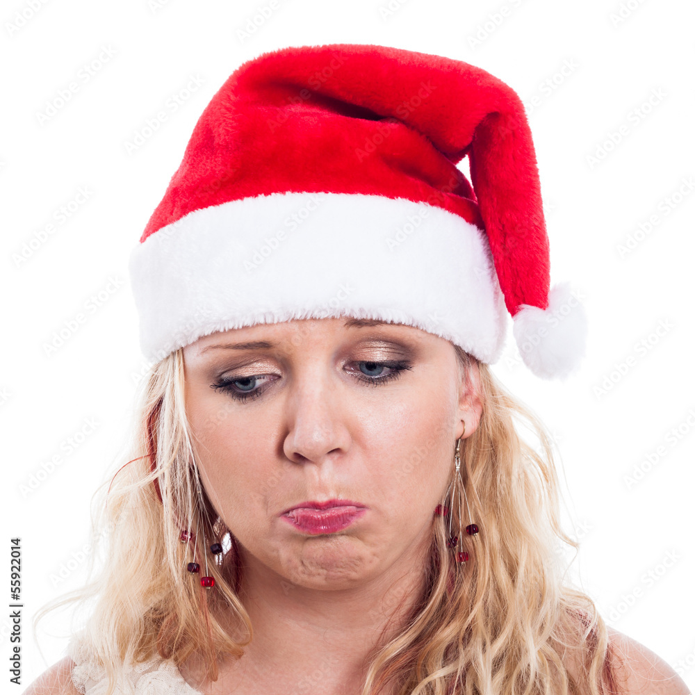 Sad Christmas woman face