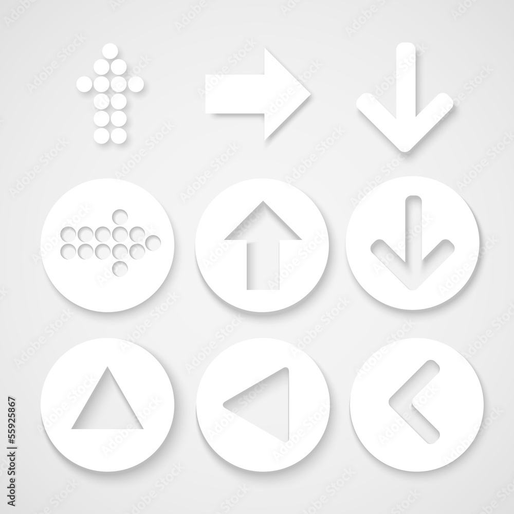 Arrow sign icon set. Simple circle shape internet button Arrow sign icon set. Simple circle shape internet button