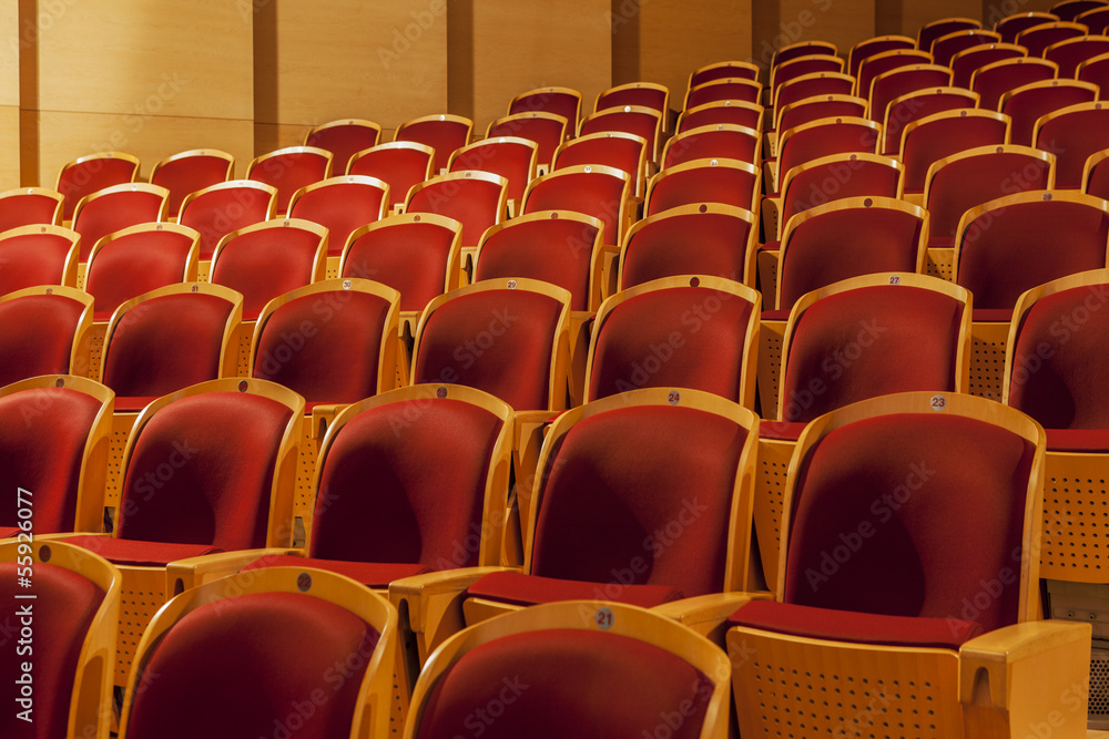 Fototapeta premium rows of red theater seats