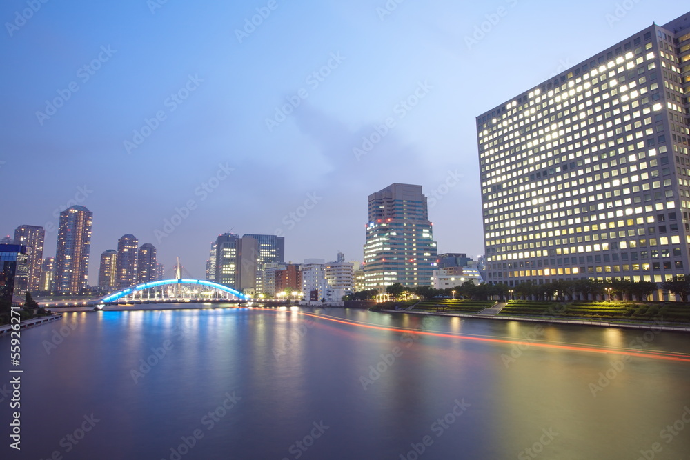 cityscape of night Tokyo