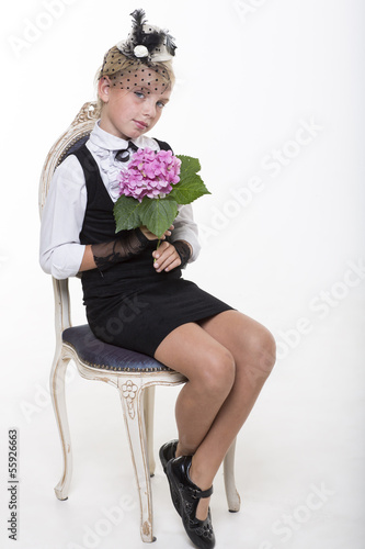 Retro girl with flower