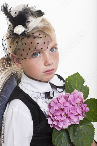 Retro girl with flower