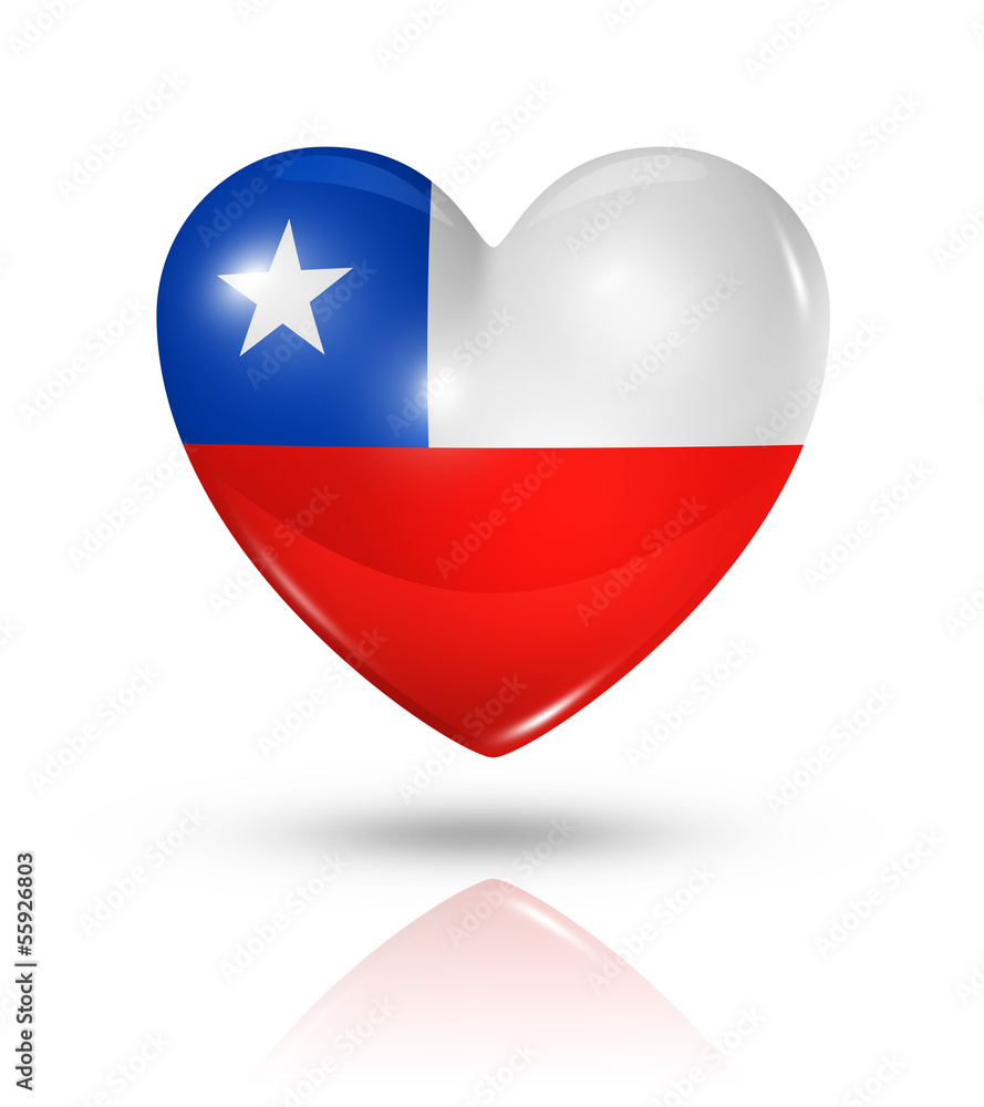 Fototapeta premium Love Chile, heart flag icon