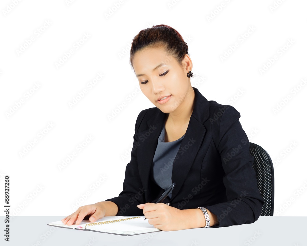 Isolated Young Asian Business Woman on White Isolated Young Asian Business Woman on White