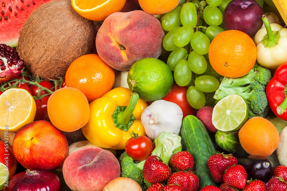 Group of fresh vegetables isolated on white