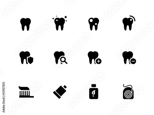 Tooth, teeth icons on white background.