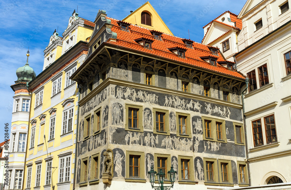 Beautiful historic buildings seen in Prague