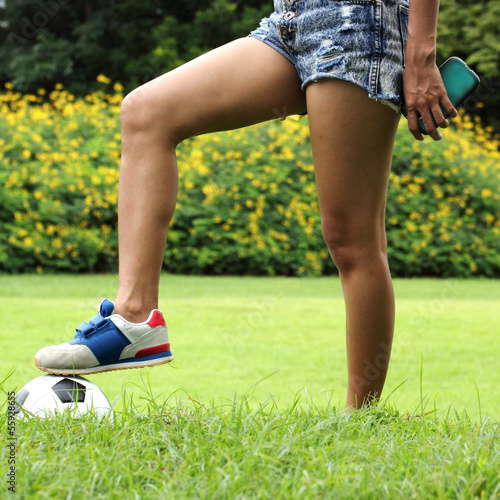 Leg of female soccer player