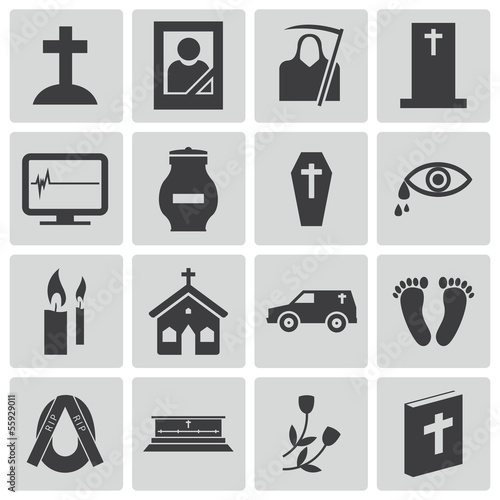 Vector black  funeral icons set