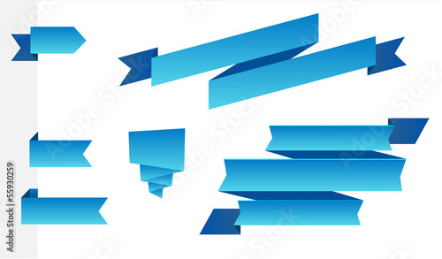 Set of modern blue ribbons
