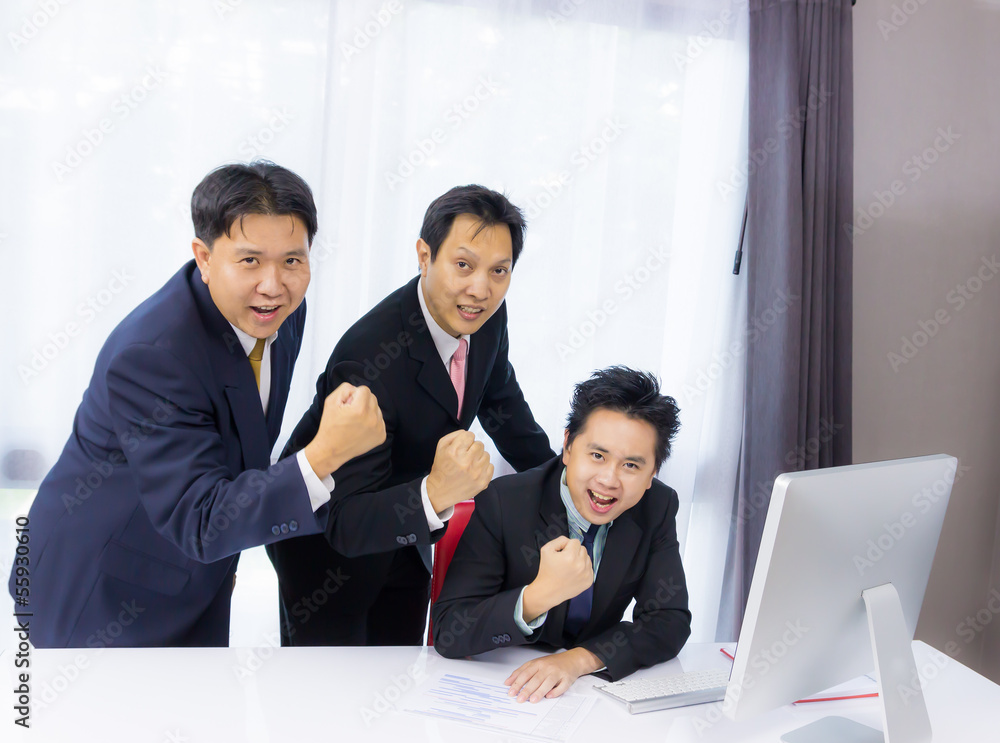 success business man with hand up success business man with hand up