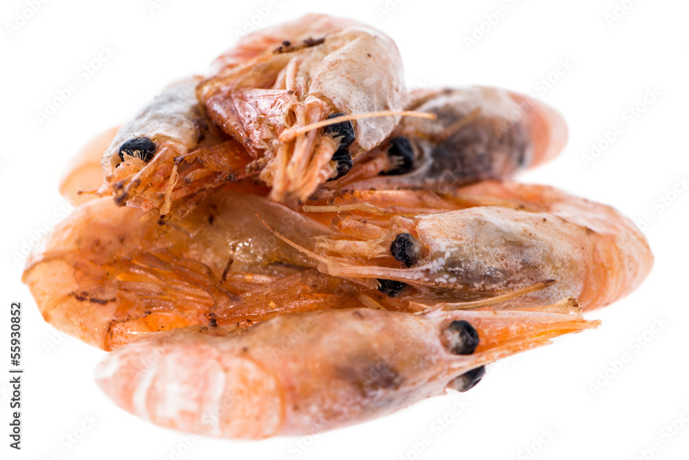 Fried Prawns on white Fried Prawns on white