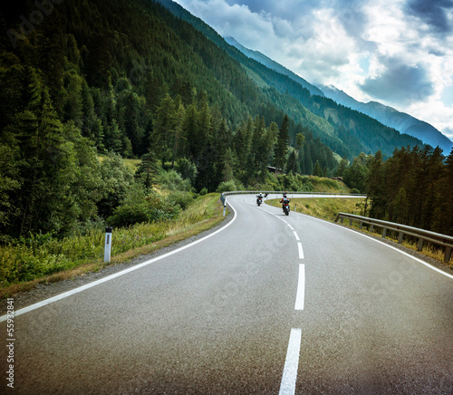 Fotografie, Obraz Group of bikers on mountainous road