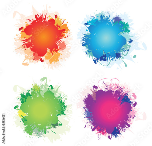 a set of four colourful ink splashes