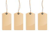 a set of four brown tag labels