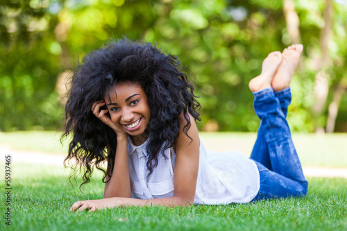 Outdoor portrait of a teenage black girl - African people