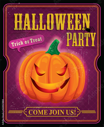 Vintage halloween party poster design
