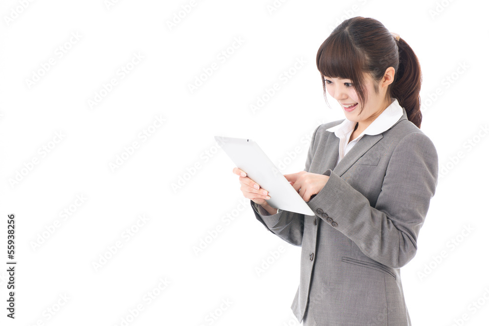 asian businesswoman using tablet computer asian businesswoman using tablet computer
