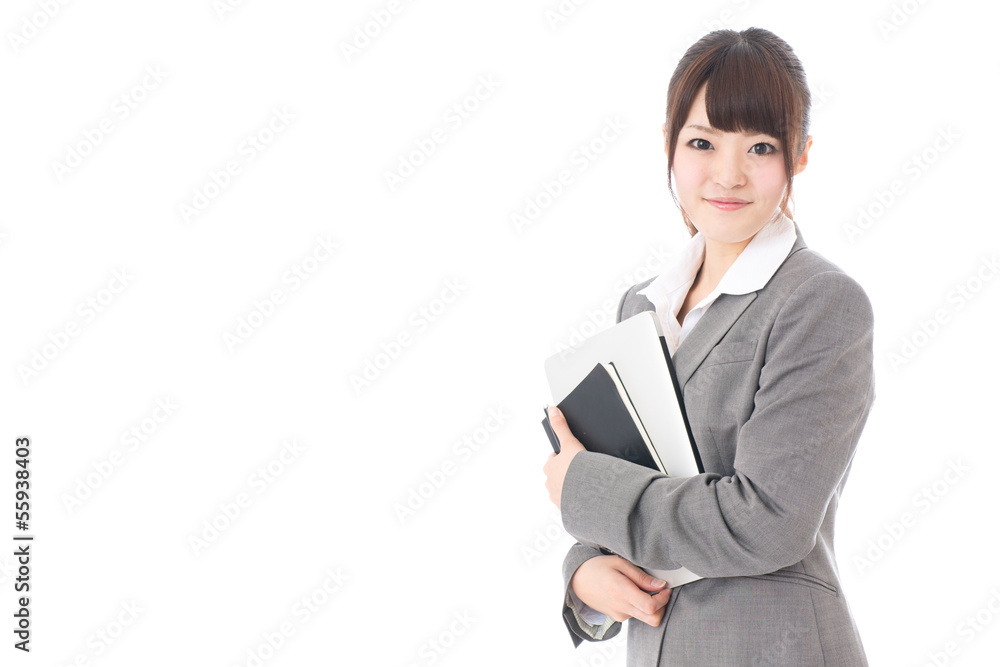 asian businesswoman on white background