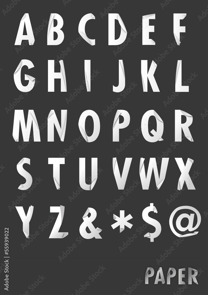 Paper style alphabet