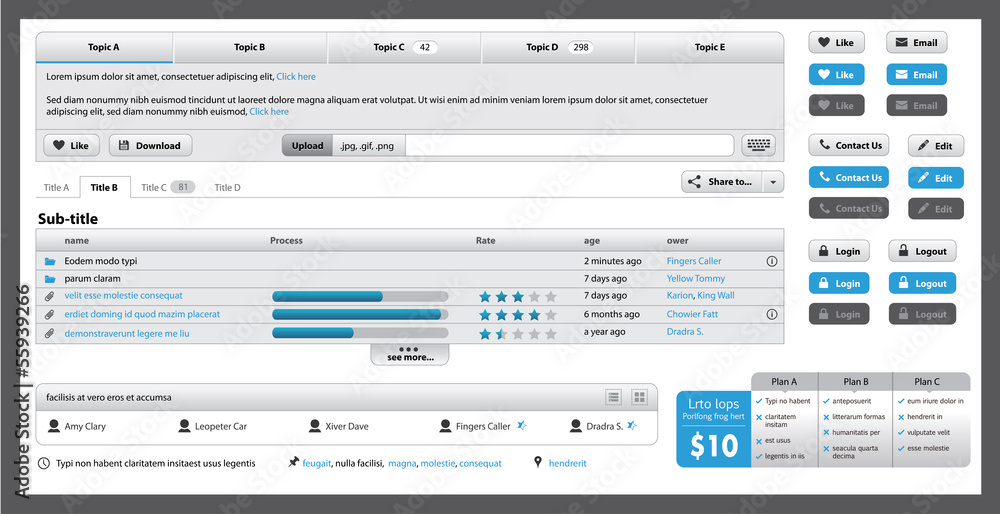 Set of icons for website