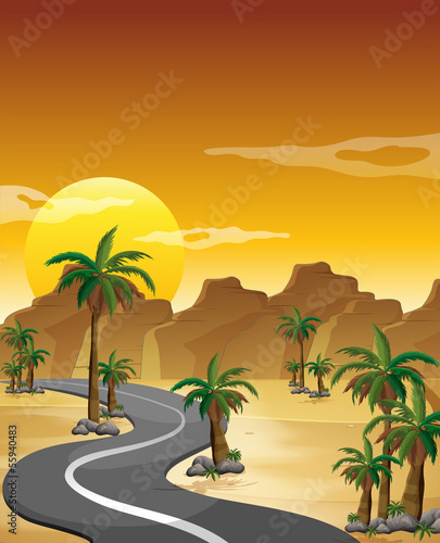 A desert with a long and winding road