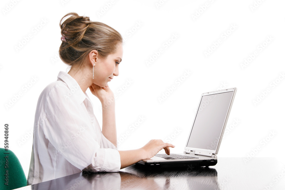 Woman working with computer Woman working with computer
