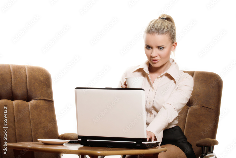 Young businesswoman using laptop Young businesswoman using laptop