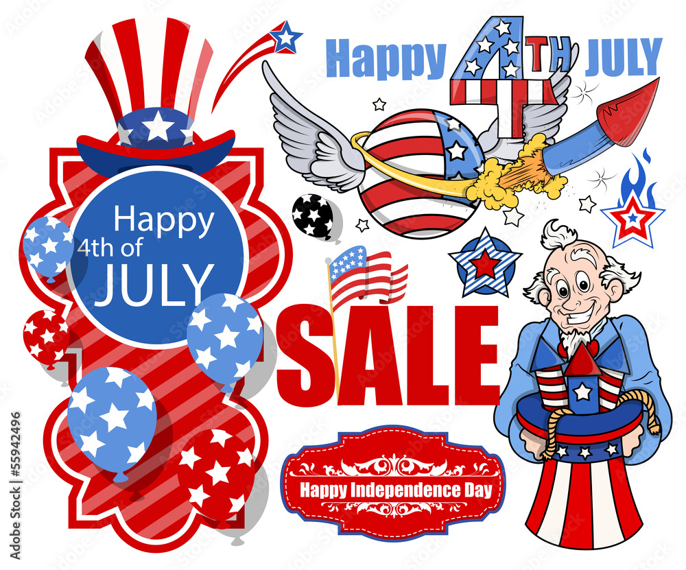 happy 4th of july vector set banners and designs