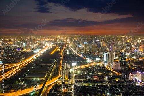 City skyline in night  Bangkok Thailand