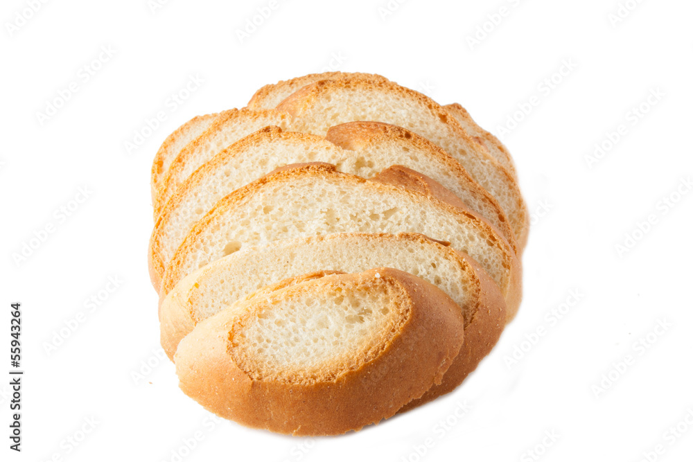 wheaten bread sliced, on white