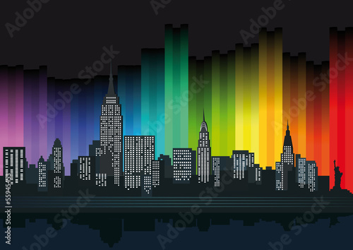 New York mit bunten Lichtern