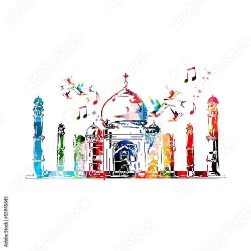 Taj-mahal colorful vector.