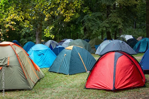 Many tents in nature