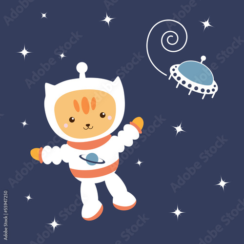 astronaut Cat in space (vector)