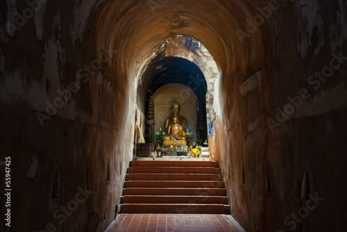 The ancient tunnel and statue buddha, Wat U-mong © anueing