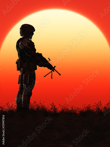 Soldat im Sonnenuntergang