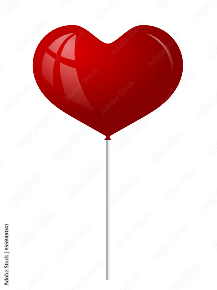 Red balloon in the form of heart