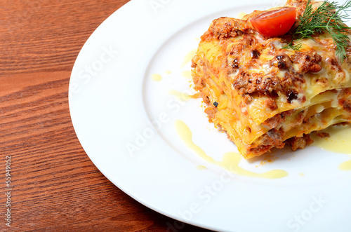 The Italian lasagna on a plate