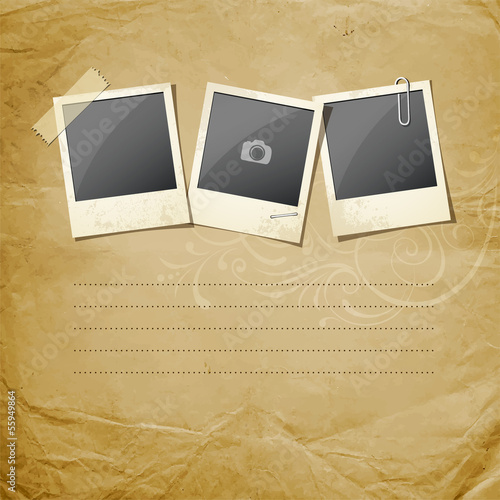 Vintage Instant photo on vintage paper design background