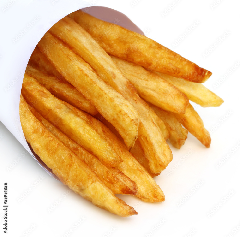 French fry over white background French fry over white background