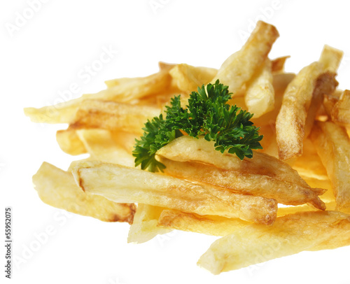 French fries on the white isolated background